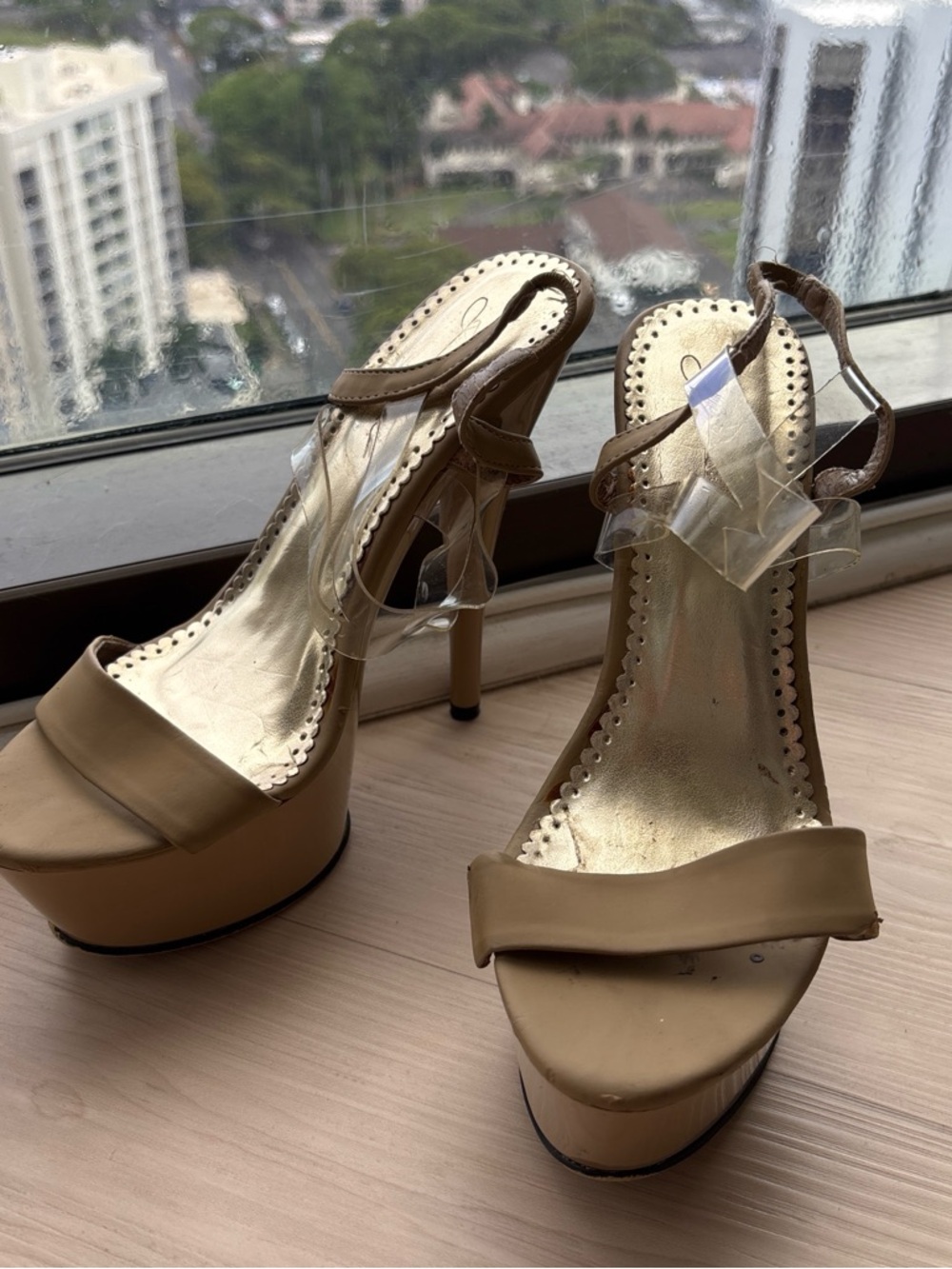 Johnathan Kayne Tan Platform Heel Sandals with Gold Insole